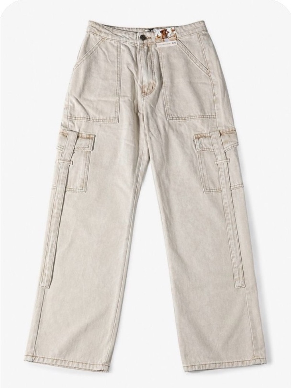 Sincerely Jules Cargo Pants Womens 5/26 Beige Utility Straight Leg Pockets NWT